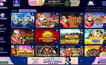VGW Quietly Launches New LuckyLand Casino Platform With Familiar Look LuckyLand Casino lobby showing slot games, holiday titles, and menu icons.