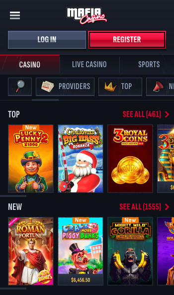 Mafia Casino game lobby