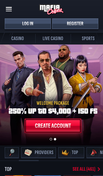 Mafia Casino homepage