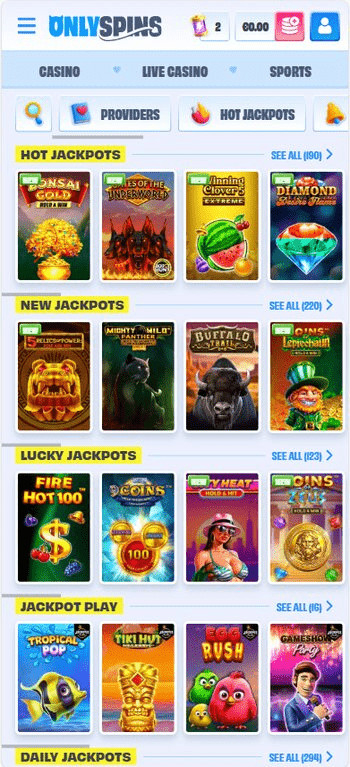 Onlyspins game lobby