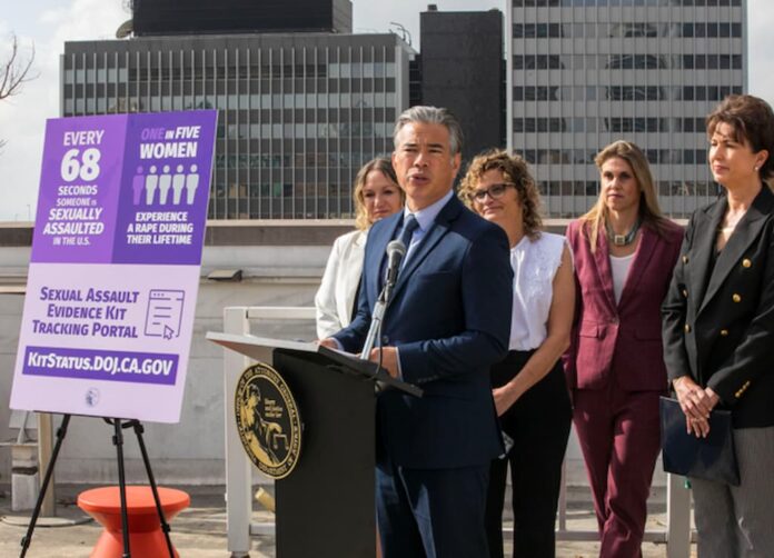 California AG Prepares Legal Action Against Prediction Markets, CNIGA Says California Attorney General Rob Bonta speaks at a press conference with advocates standing behind him