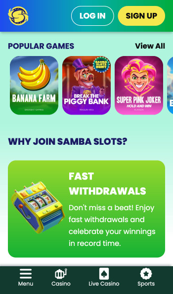 Samba Slots homepage