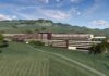 Rendering of the proposed Scotts Valley casino complex set against rolling green hills in Vallejo, California