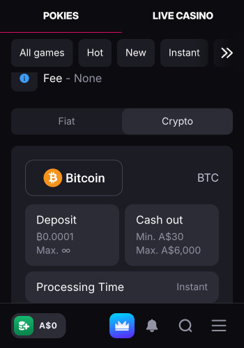 SkyCrown PayID casino withdrawals page