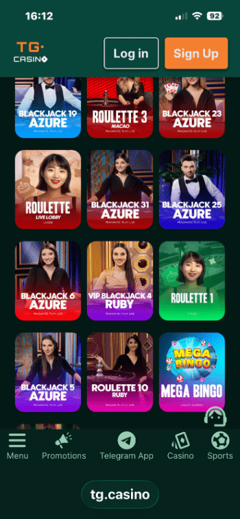 tg.casino live dealer lobby