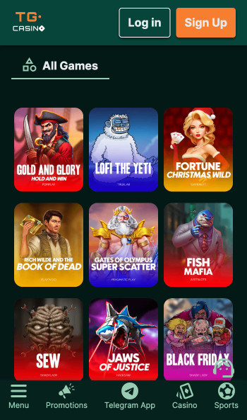 TG Casino game lobby