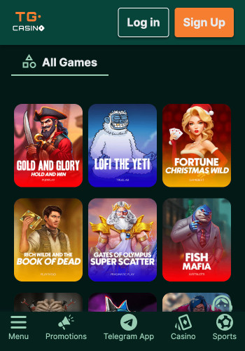 TG.Casino game lobby