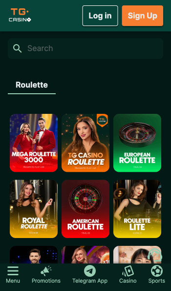 TG Casino roulette tables