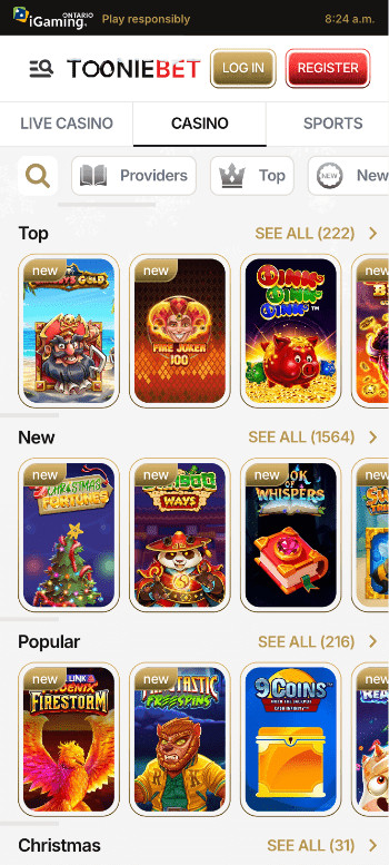Tooniebet casino games