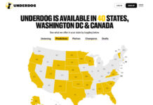Arizona Moves to Revoke Underdog’s DFS License Over Crypto.com Prediction Markets Underdog Fantasy availability map showing states where prediction markets are offered.