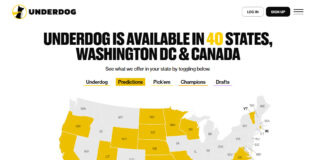 Arizona Moves to Revoke Underdog’s DFS License Over Crypto.com Prediction Markets Underdog Fantasy availability map showing states where prediction markets are offered.