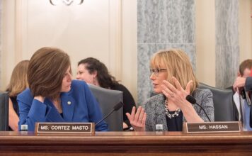 Sen. Cortez Masto Presses CFTC Chair Michael Selig for Plan to Police Insider Trading in Prediction Markets U.S. Sen. Catherine Cortez Masto speaks with Sen. Maggie Hassan during a Senate committee hearing in Washington, D.C.
