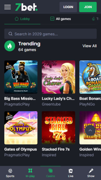 7bet online casino lobby