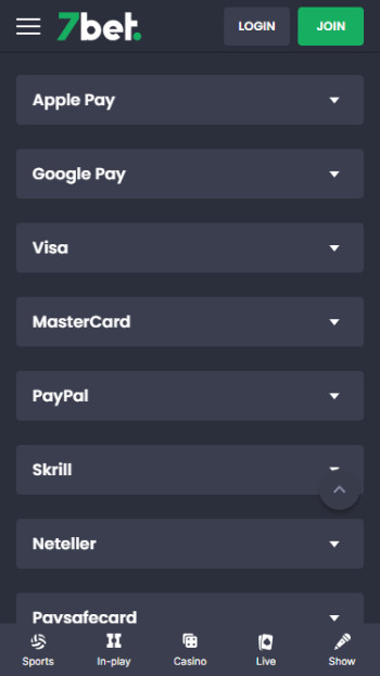 7bet payment methods