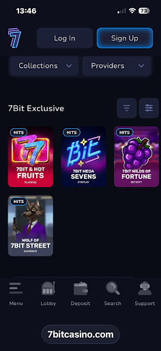 7Bit Casino Mobile Screenshot of the best bitcoin casino