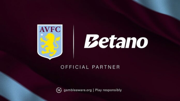 Aston Villa jersey with Betano as front-of-shirt sponsor