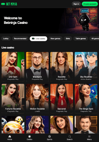 Betninja live dealer games