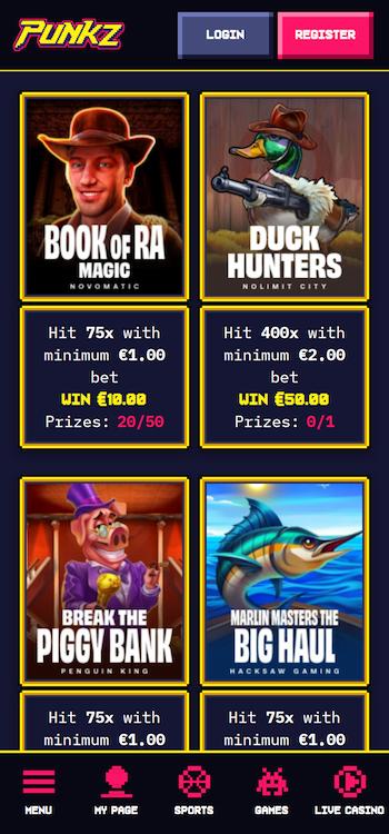 Casino Punkz challenges