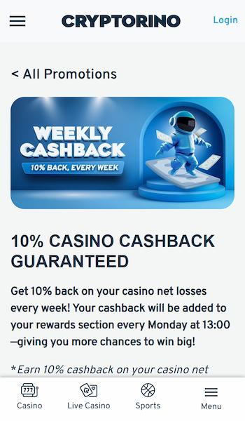 Cryptorino cashback