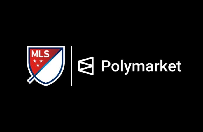 MLS Names Polymarket Official Prediction Market Partner MLS and Polymarket logos side-by-side on a black background.