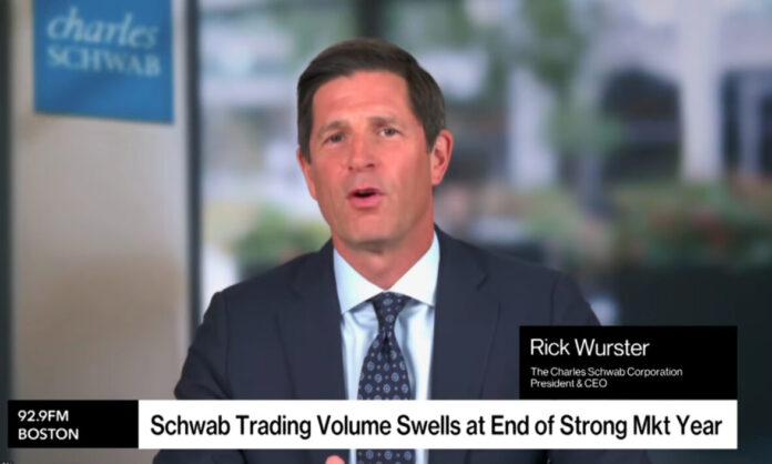 Schwab CEO Says Firm 'Absolutely Open' to Event-Based Prediction Markets Charles Schwab CEO Rick Wurster speaks during a Bloomberg interview discussing trading activity and market trends.