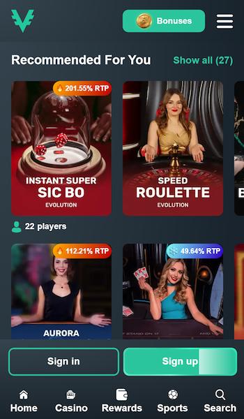 Vave casino live dealer rooms