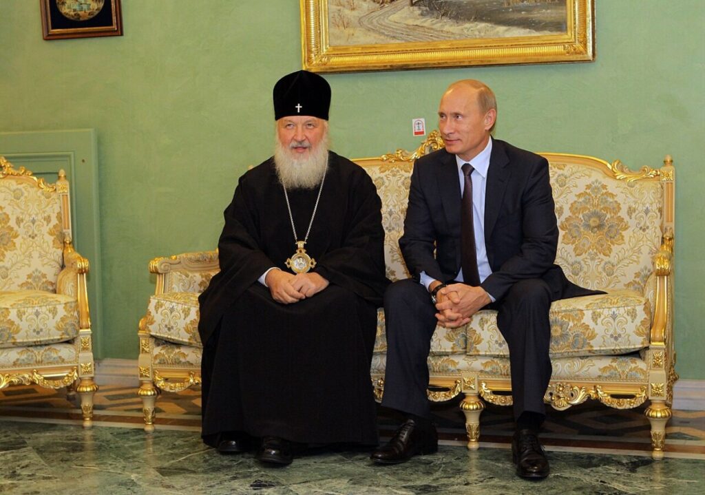Russian President Vladimir Putin with Patriarch Kirill of Moscow, the head of the Russian Orthodox Church, in 2010.