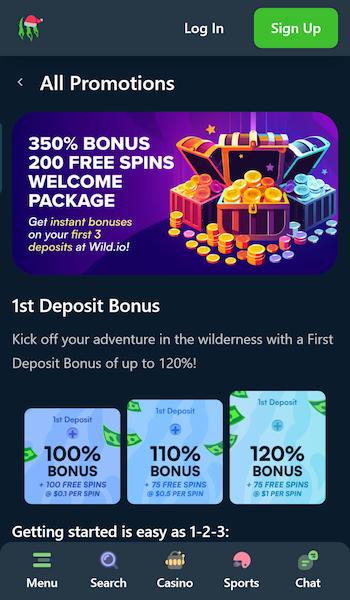 Wild.io welcome bonus