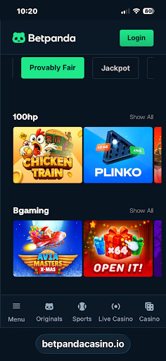 BetPanda bitcoin casino mobile screenshot of games