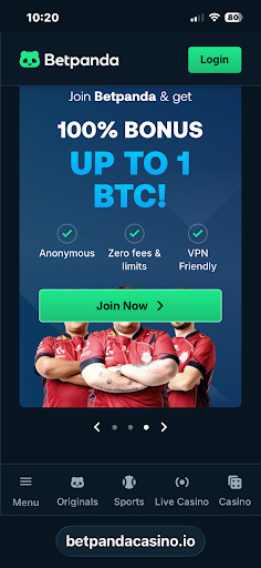 BetPanda bitcoin casino mobile screenshot