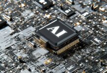 Close-up illustration of a computer circuit board with a central processor labeled “AI,” representing automated decision-making technology.