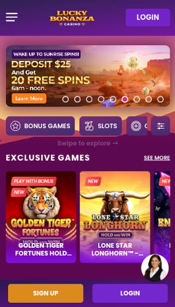 Lucky Bonanza instant withdrawal casino homepage