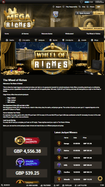 mega riches wheel of riches