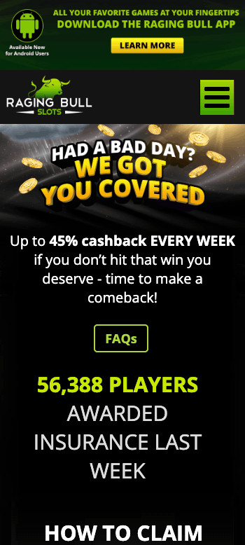 Raging Bull insurance on losses for safe casino online