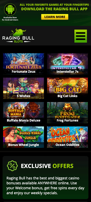 Raging Bull slots page