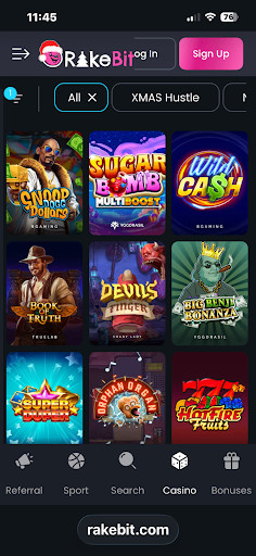 Rakebit bitcoin casino mobile screenshot games