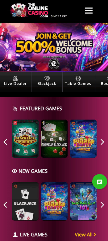 The Online Casino homepage