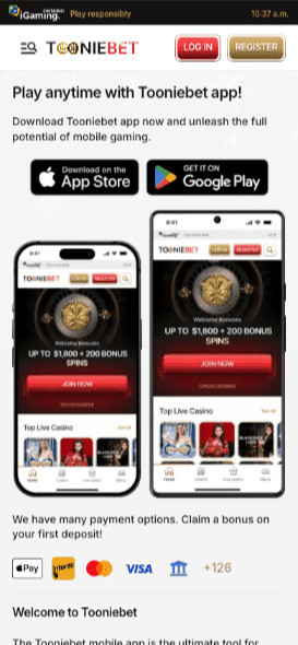 Tooniebet app download screenshot
