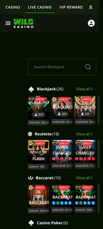 Wild Casino safe casino live dealer games