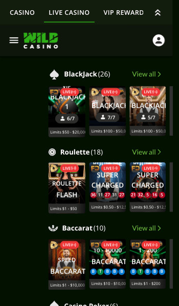 Wild Casino live games