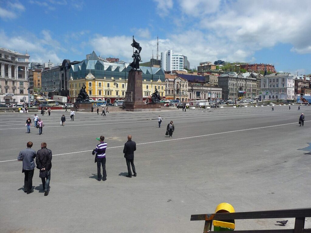A central square in the Russian city of Vladivostok.