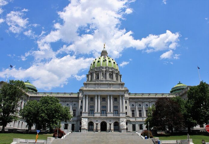Pennsylvania State Capitol building in Harrisburg. Pennsylvania State Capitol building in Harrisburg.