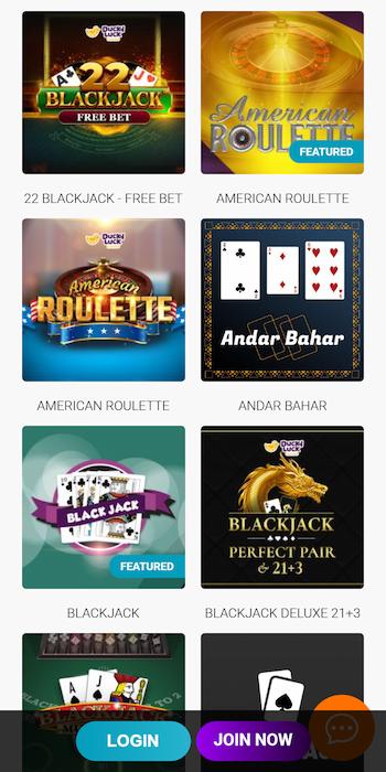 Ducky Luck table games