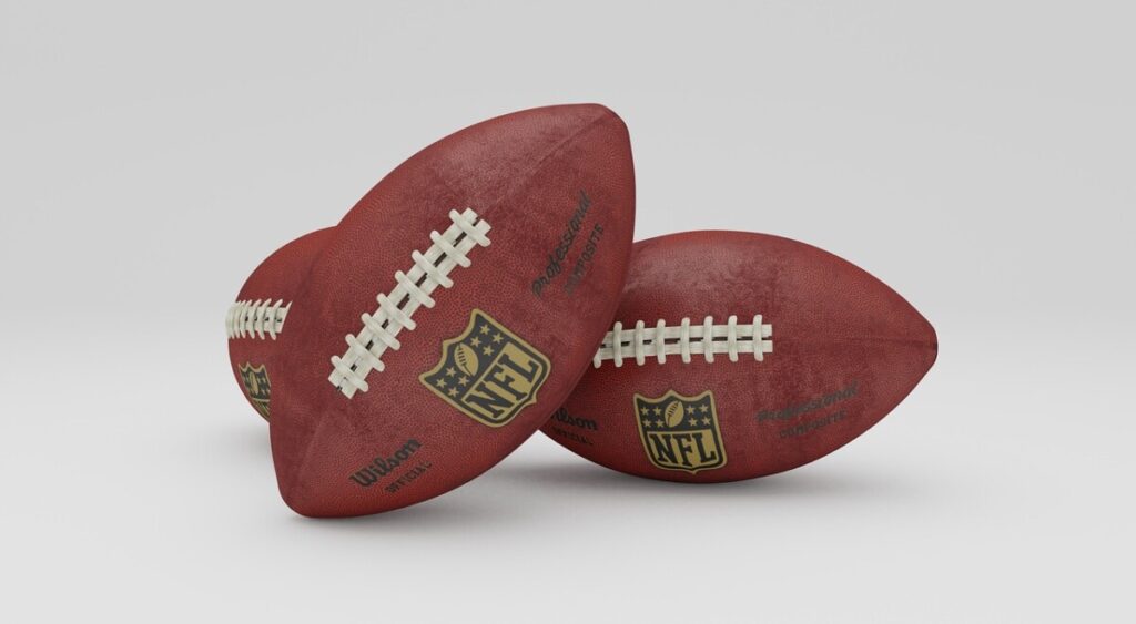 NFL footballs on a white background