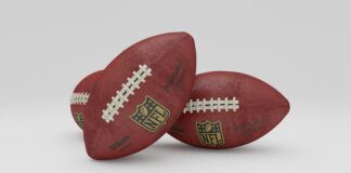NFL footballs on a white background