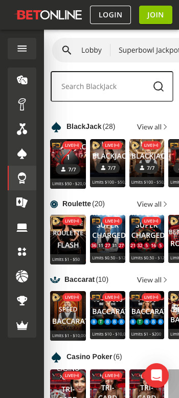 Betonline live casino games