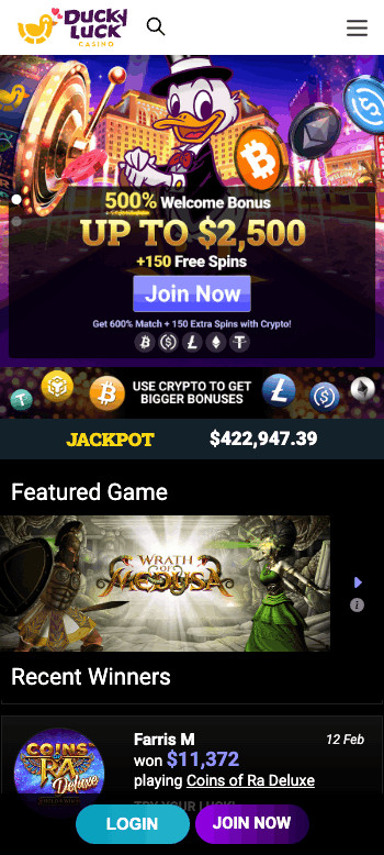 Ducky Luck Texas Online Casino homepage