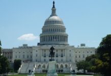 The U.S. Capitol building in Washington, D.C., seen from the west front on a clear day.