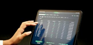 Tablet displaying live market data on a digital trading platform