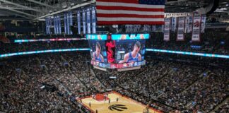 Ontario Regulator Moves to Suspend PointsBet Over Unreported Jontay Porter Bets Wide view of an NBA basketball game inside Toronto’s Scotiabank Arena during a regular season matchup